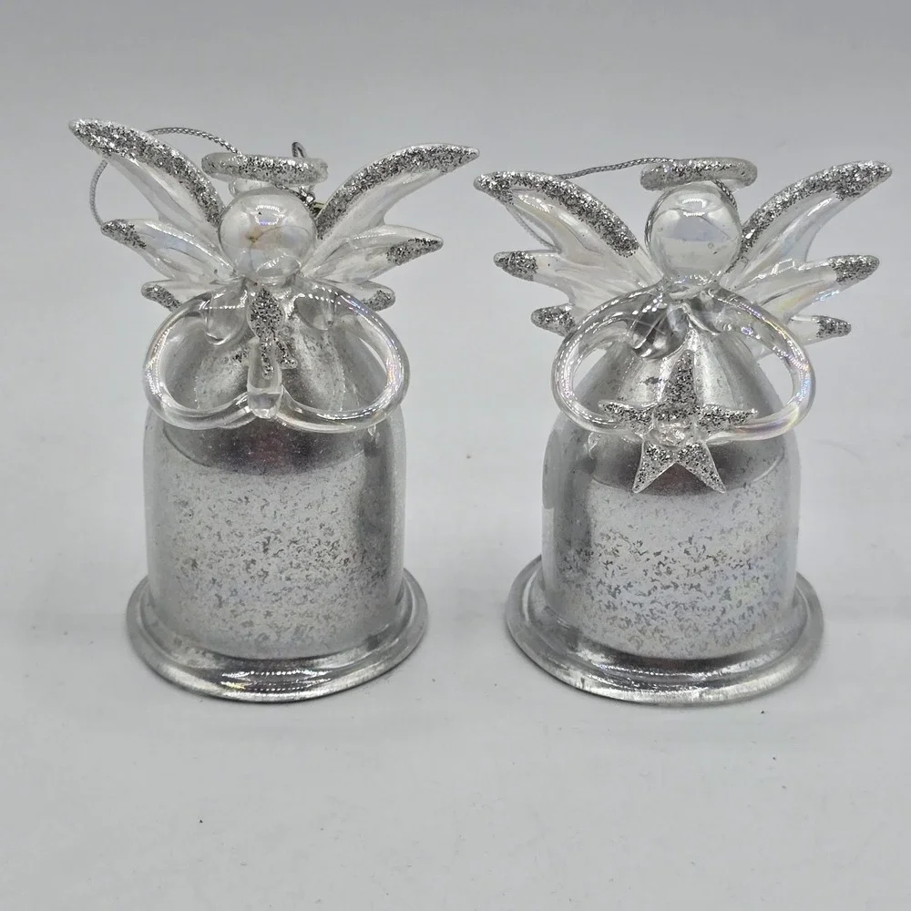 Vintage Glass Angel Ornaments Hand Blown Glass‎ Christmas Ornaments Set Of 2